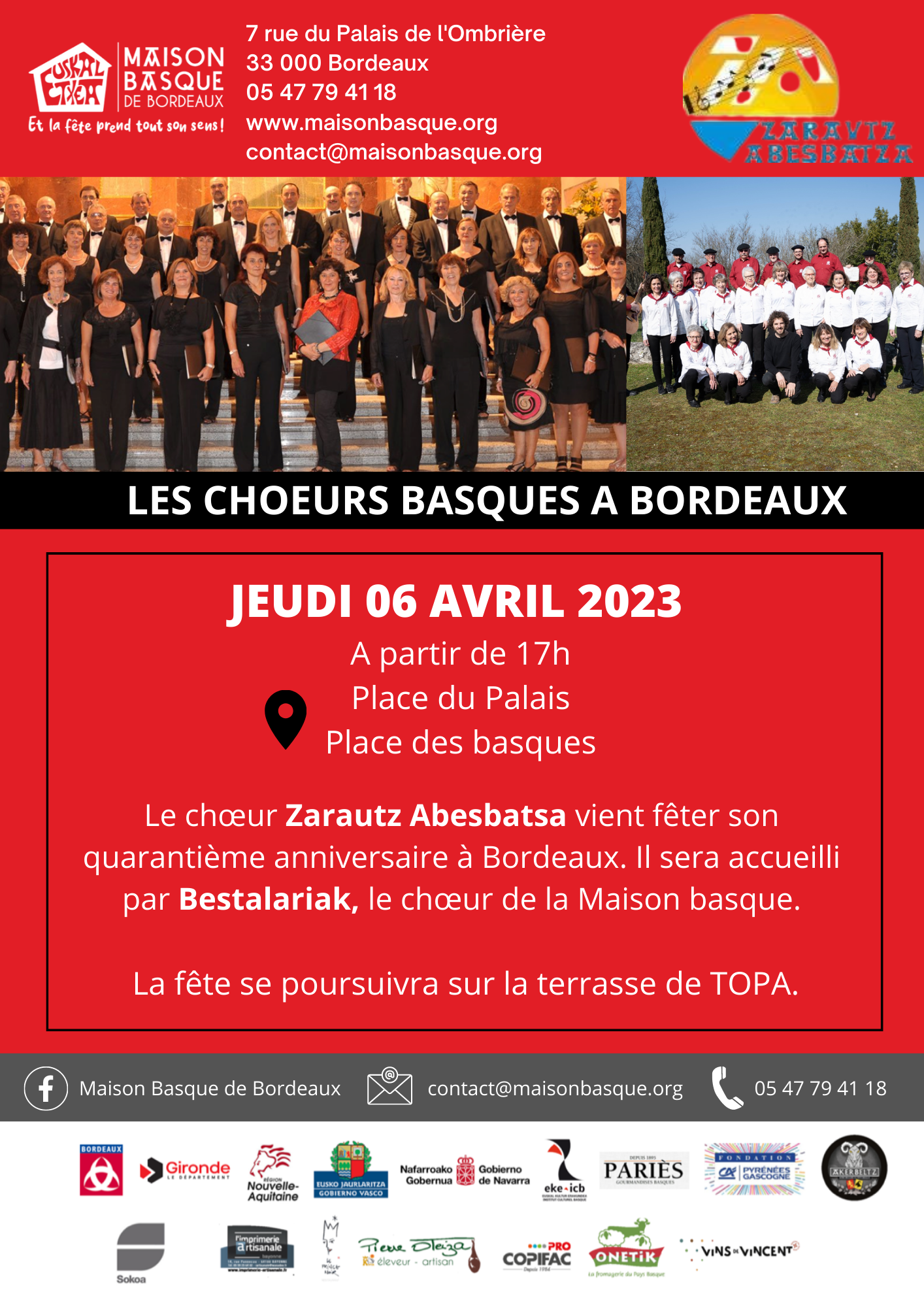 Les chœurs basques à Bordeaux le 06 avril 