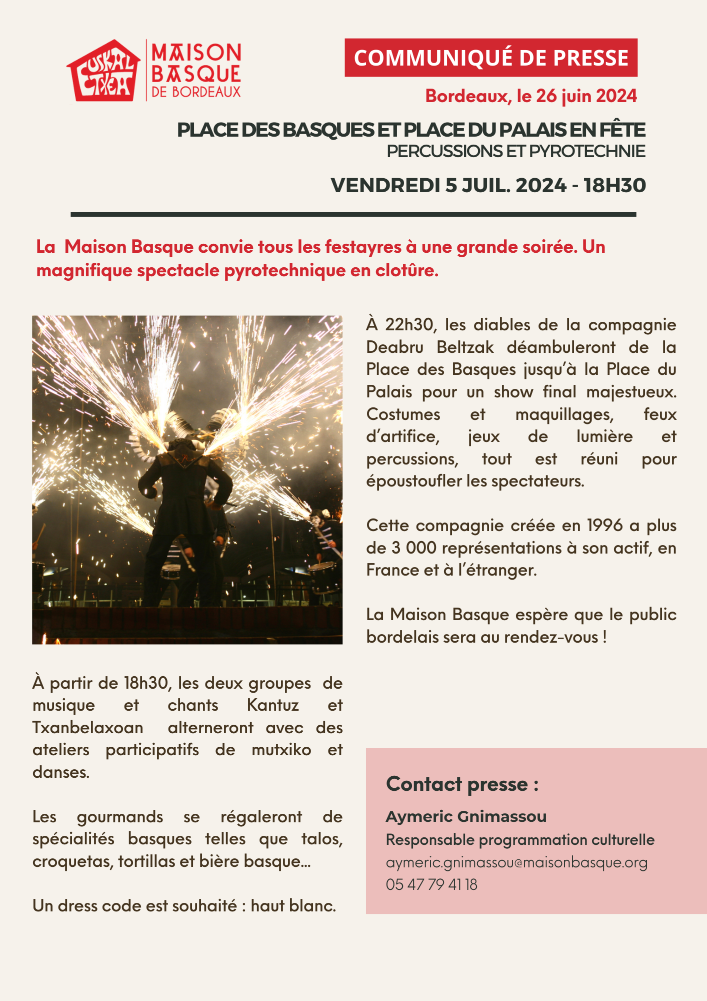Soirée percussions et pyrotechnie - 05/07/24