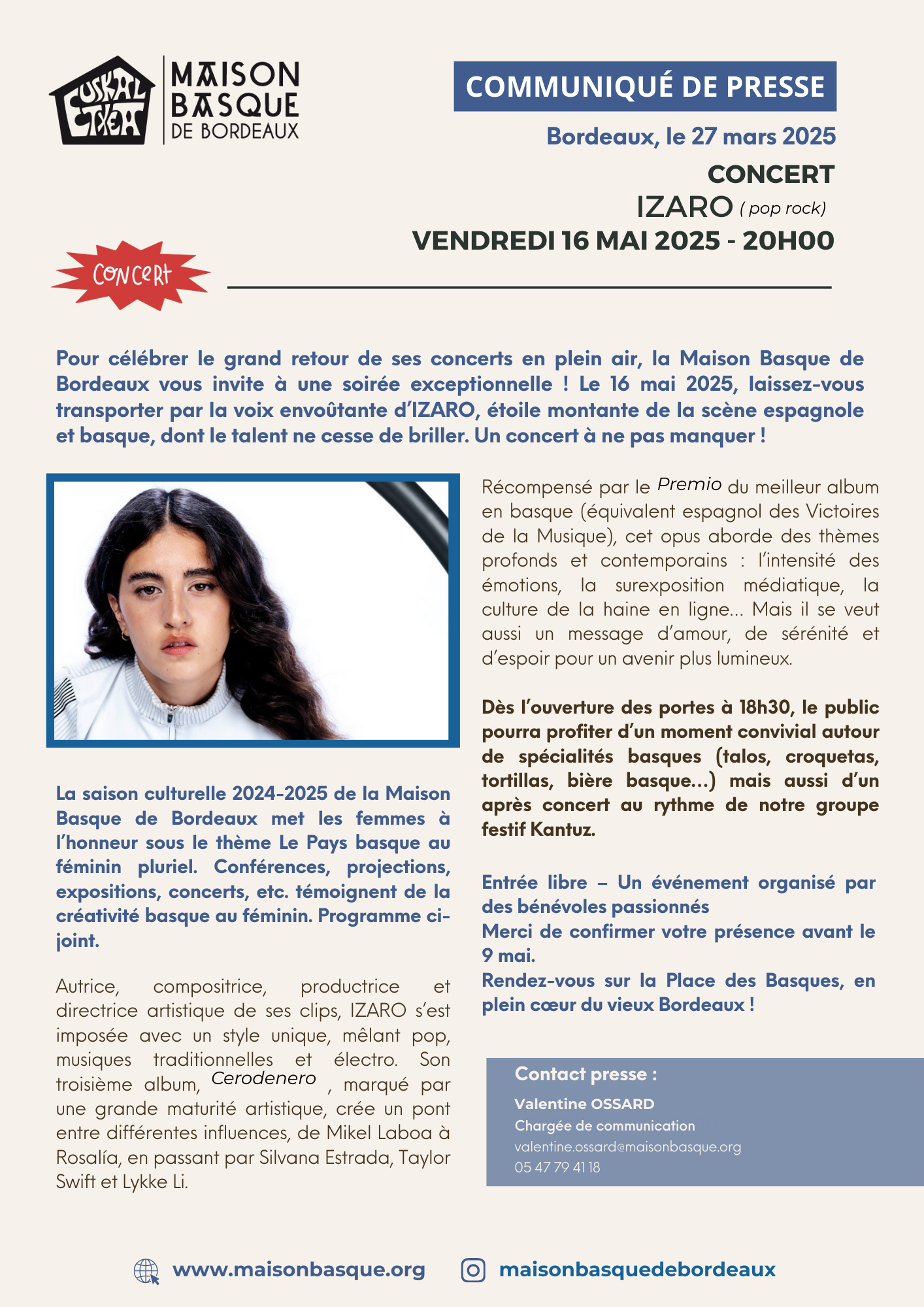 Concert Izaro - 16/05/25