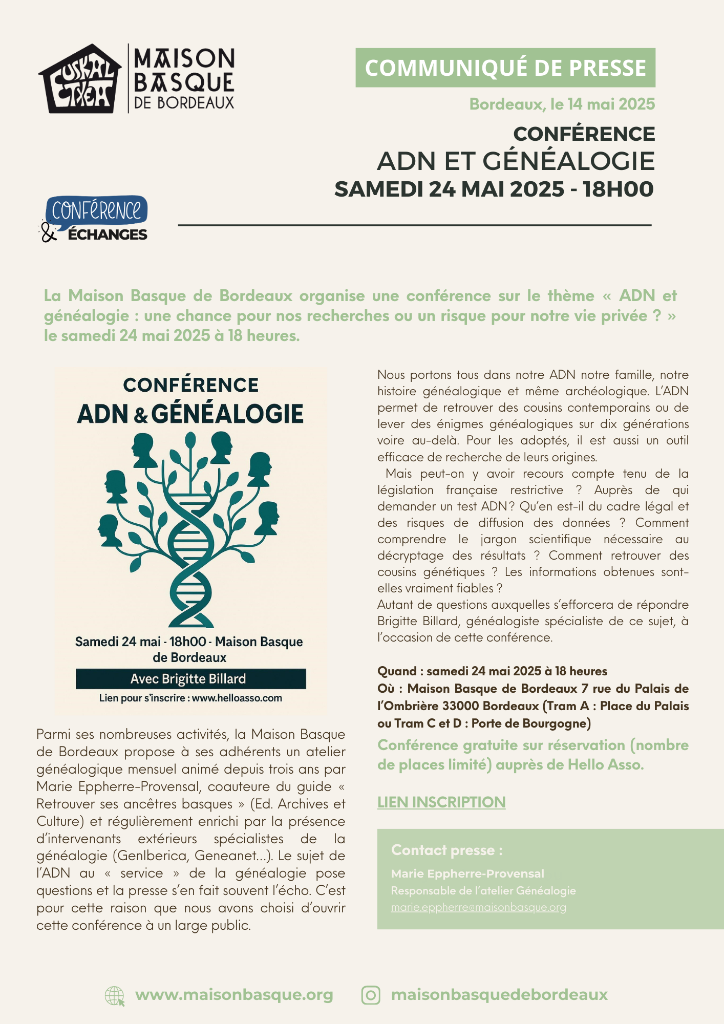 Conférence "ADN et généalogie" - 24.05/25