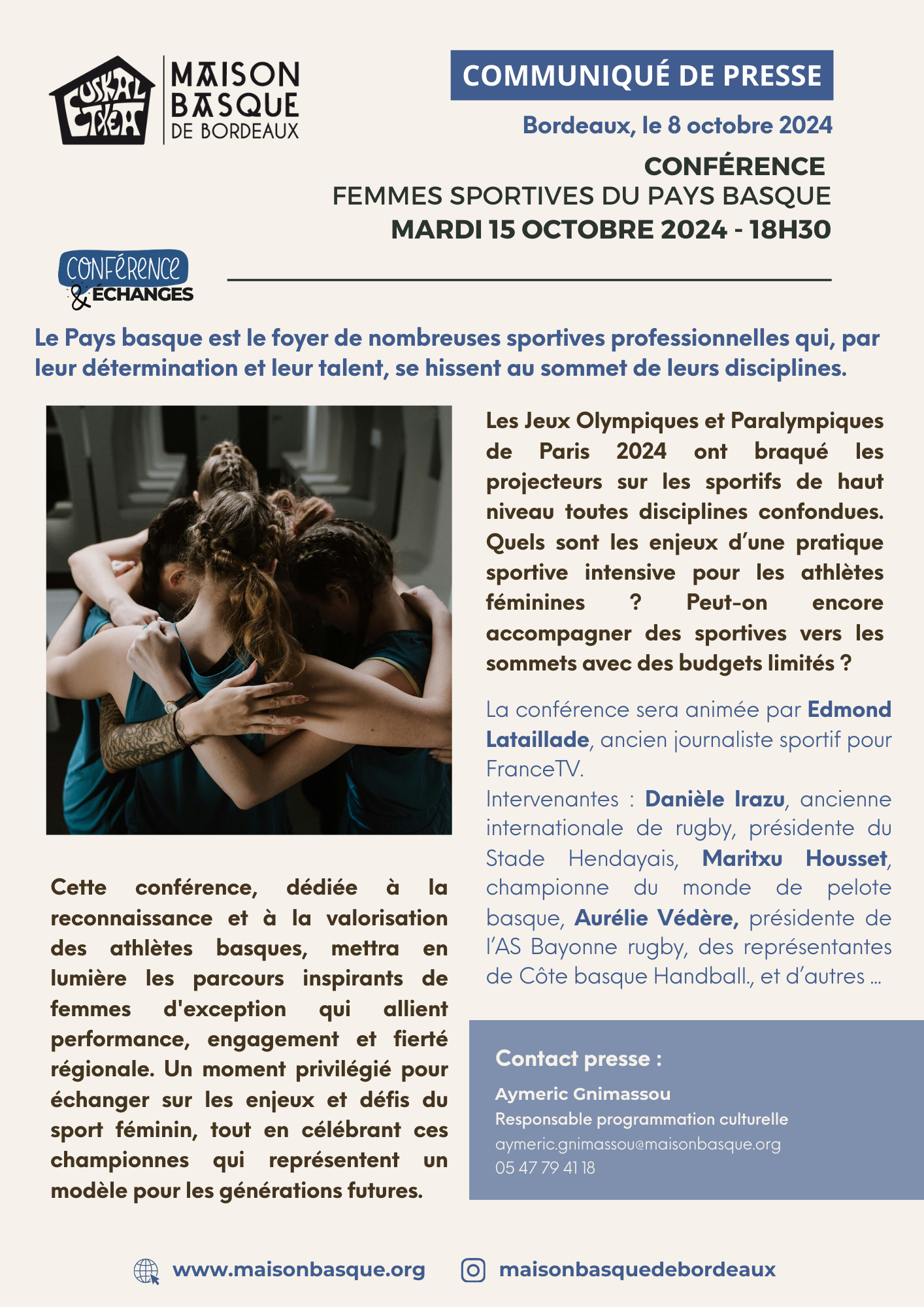 Conférence "Les femmes sportives au Pays Basque" - 15/10/24