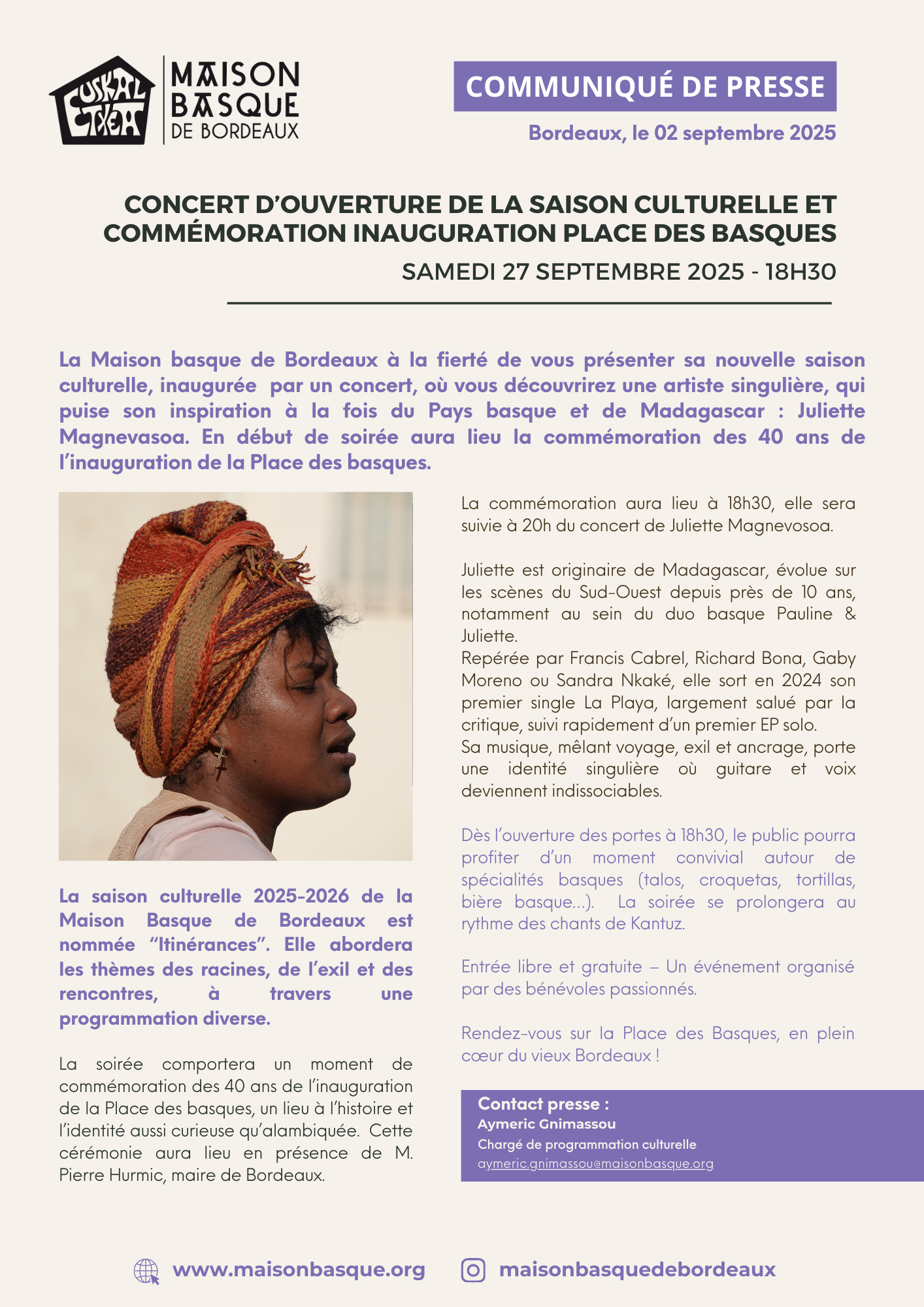 Ouverture saison culturelle et anniversaire Place des Basques - 27/09/25