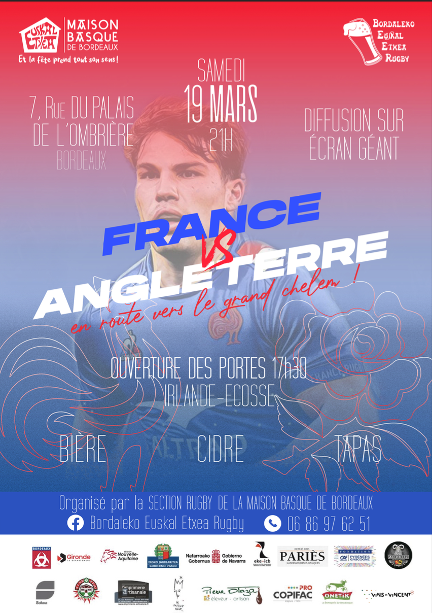 Diffusion match rugby France – Angleterre à la Maison Basque